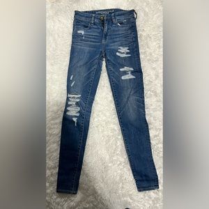 American Eagle super stretch skinny jeans.